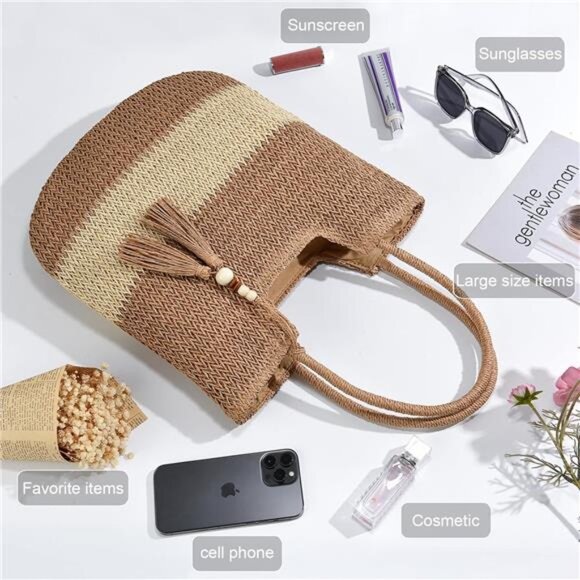 Straw Beach Bags for Vacation Holiday 01 - Picture 5 of 7